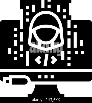 hacked software glyph icon vector illustration Stock Vector