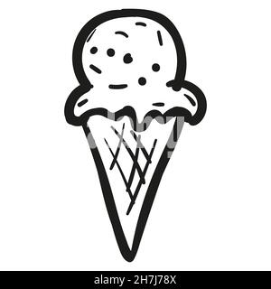 Hand drawn Ice cream icon in doodle style isolated. Stock Vector