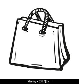 Hand drawn paper package icon in doodle style isolated. Stock Vector