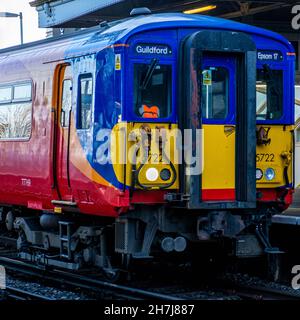 Epson Surrey London England Uk, November 21 2021, South Western Railway Commuter Train At Epsom Station Surrey Stock Photo