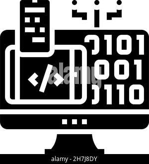 programming software glyph icon vector illustration Stock Vector