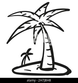 Hand drawn Palm icon in doodle style isolated. Stock Vector