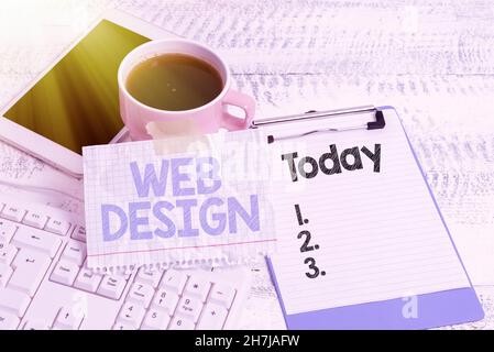 Writing displaying text Web Design. Word Written on Website development Designing and process of creating websites Typing New Ideas Business Planning Stock Photo