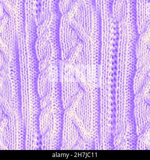 Jumper Texture. Grunge Wool Pattern. Purple Stock Photo
