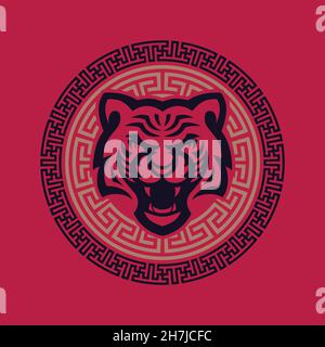 Set of vector korean borders. Asain pattern, pattern fills Stock Vector