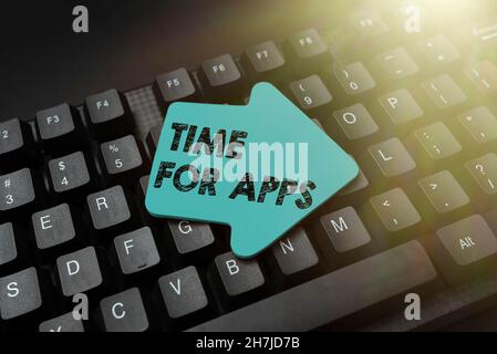 Handwriting text Time For Apps. Word for make use of application or services using the technologies Abstract Typing New Business Slogan Message Stock Photo