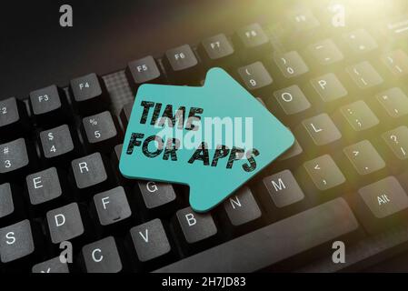 Handwriting text Time For Apps. Word for make use of application or services using the technologies Abstract Typing New Business Slogan Message Stock Photo