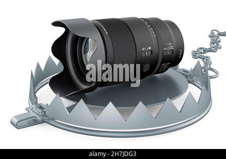 Bear Trap with professional video camera, 3D rendering isolated on ...