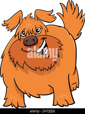 Cartoon illustration of funny shaggy dog comic animal character Stock Vector