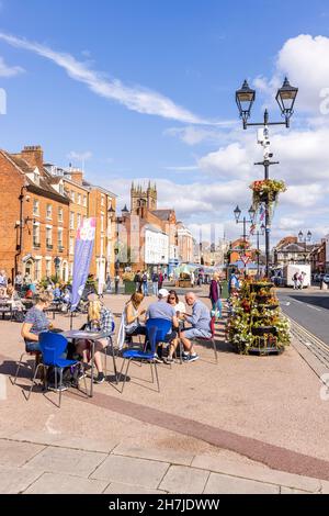 Castle Square on a sunny summers day in Ludlow, Shropshire, England, UK Stock Photo