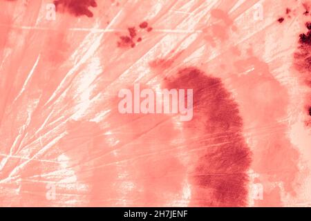 Red Swirl Tie Dye. Ink Painted Circle. Abstract Stock Photo