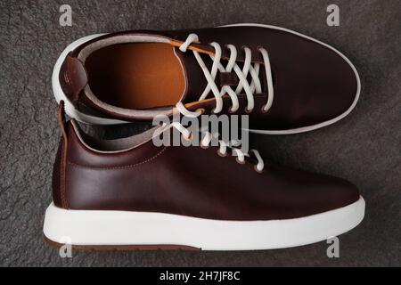 Brown leather men shoes Stock Photo