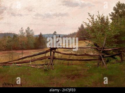 Alexander Helwig Wyant - Split Rail Fence Stock Photo