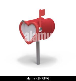 Heart shape mailbox on a white background. Clipping path. 3D image Stock Photo