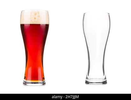 Two beer glasses isolated on white background Stock Photo