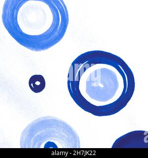 Blue Circle Surface. Watercolor Stains