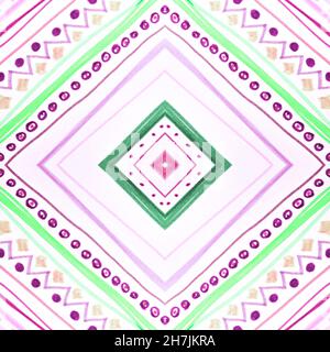 Watercolor Rhombus. Geometric Seamless Pattern. Stock Photo