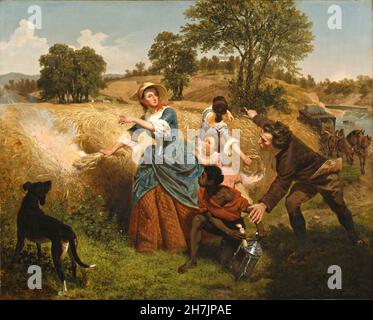 Emanuel Gottlieb Leutze - Mrs. Schuyler Burning Her Wheat Fields on the Approach of the British (1852) Stock Photo