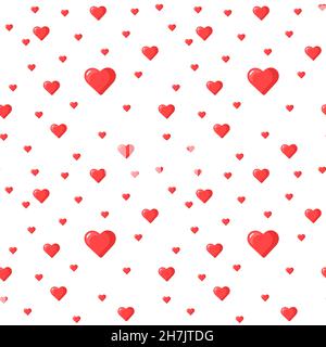 Cute hearts seamless vector pattern. Valentines day background. Flat design endless repeatable chaotic print Stock Vector
