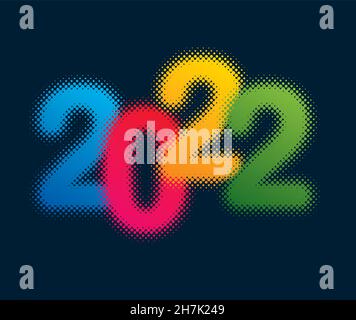 Happy New Year 2020. Christmas halftone design element. Stock Vector