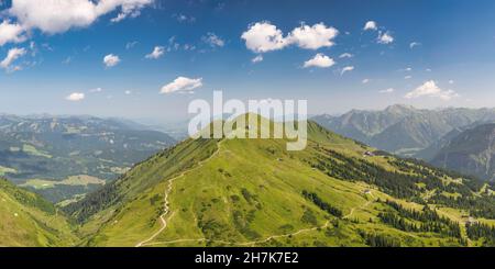 Panorama from the Kanzelwand, 2058m to the Fellhorn, 2038m, Oberallgäu, Allgäu, Bavaria, Germany, Europe Stock Photo