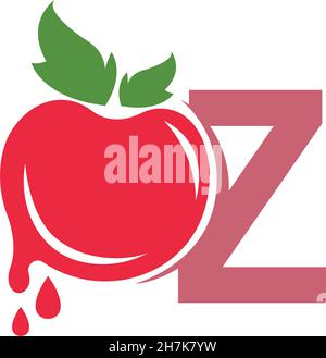 Letter Z with tomato icon logo design template illustration vector Stock Vector