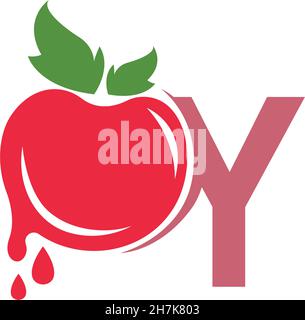 Letter Y with tomato icon logo design template illustration vector Stock Vector