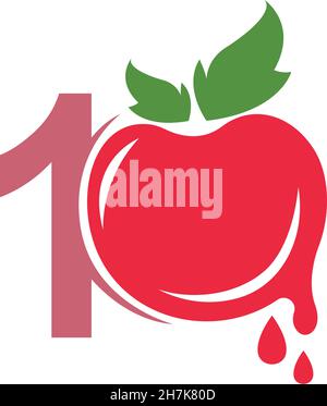 Number 1 with tomato icon logo design template illustration vector Stock Vector