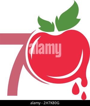 Number 7 with tomato icon logo design template illustration vector Stock Vector