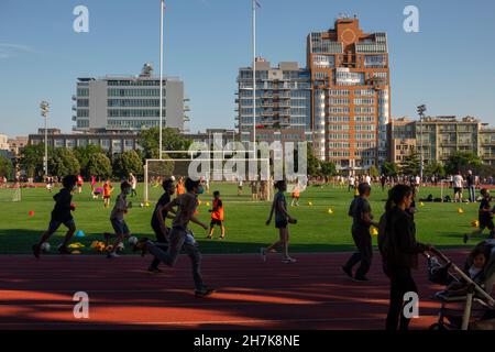 McCarren park in the Greenpoint and Williamsburg neighborhood of Brooklyn NYC Stock Photo