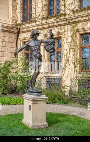 Sculpture of David with the severed head of Goliath in his hand, Schwerin Castle, Schwerin, Mecklenburg Western Pomerania, Germany Stock Photo