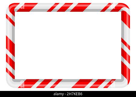 Candy cane border isolated on transparent background. Christmas frame ...