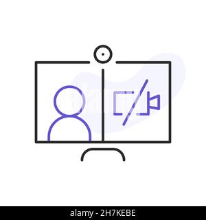 online meeting related line icon Stock Vector