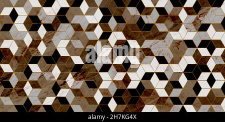 Geometric pattern polygonal shape grunge background. Luxury with gold line and marble texture Stock Vector
