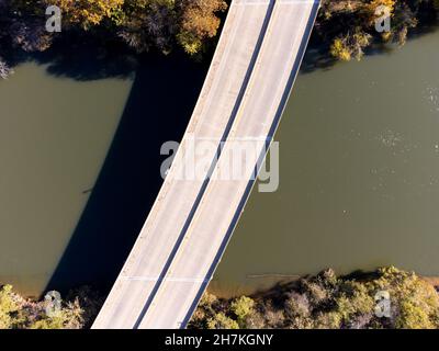 Aerial Photo Of A Car Bridge Over A River Stock Photo