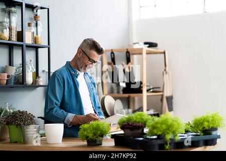 Confident senior businessman with arms crossed standing in studio Stock Photo