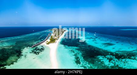 Landscape view of Kuredu island amidst seascape Stock Photo