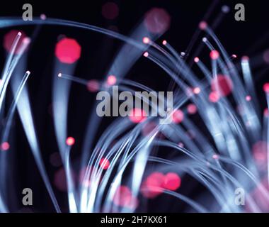 Fibre optics carrying data across internet Stock Photo