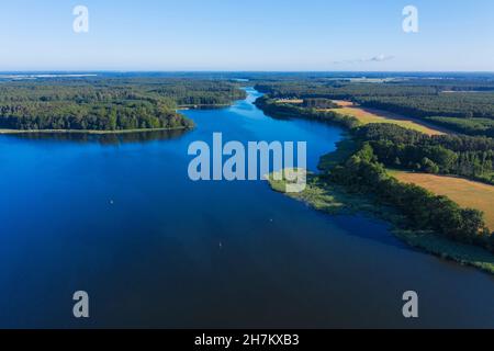 Aerial view of Mossensee and Vilzsee lakes in summer Stock Photo