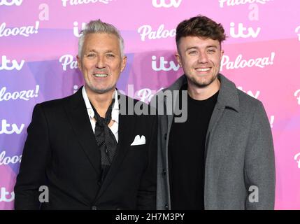 November 23rd, 2021, London, UK. Martin Kemp and Roman Kemp arriving at the ITV Palooza!, Royal Festival Hall, London. Credit: Doug Peters/EMPICS/Alamy Live News Stock Photo