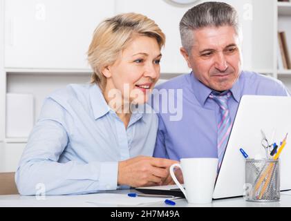 Colleagues discussing project Stock Photo