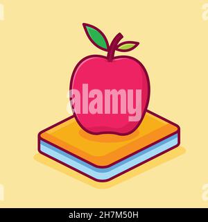 apple and book for school concept symbol vector illustration Stock Vector