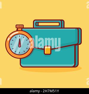 clock and bag for working schedule concept symbol vector illustration Stock Vector