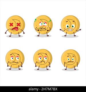 Dalgona candy moon cartoon character with nope expression. Vector illustration Stock Vector