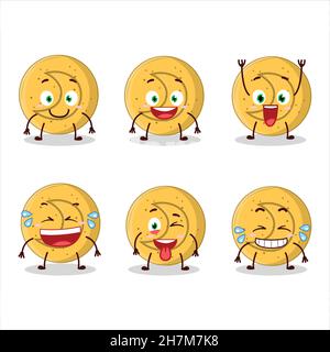 Cartoon character of dalgona candy moon with smile expression. Vector illustration Stock Vector