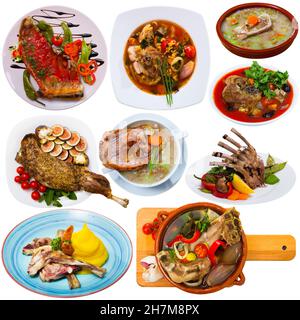 Set of lamb dishes isolated Stock Photo