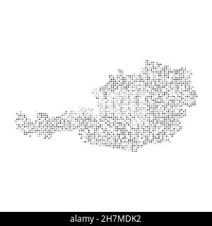 Abstract dotted black and white halftone effect vector map of Austria. Country map digital dotted design vector illustration. Stock Vector