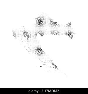Abstract dotted black and white halftone effect vector map of Croatia. Country map digital dotted design vector illustration. Stock Vector