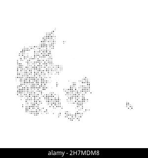 Abstract dotted black and white halftone effect vector map of Denmark. Country map digital dotted design vector illustration. Stock Vector