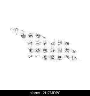 Abstract dotted black and white halftone effect vector map of Georgia. Country map digital dotted design vector illustration. Stock Vector